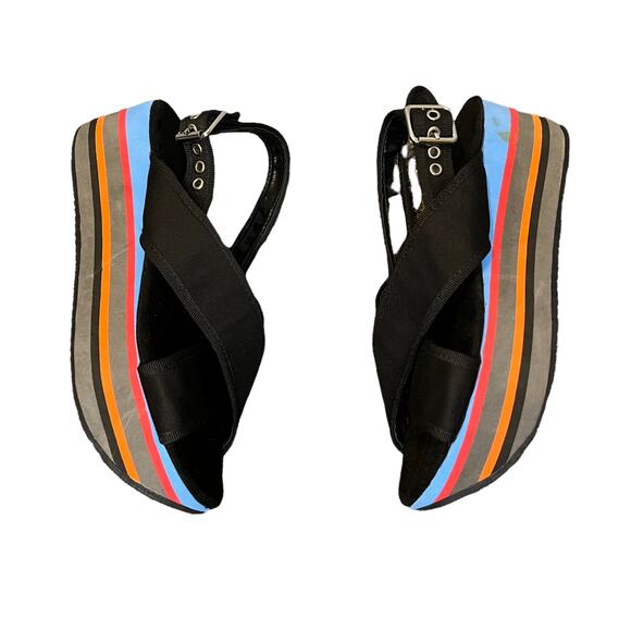 Andrea Rainbow Stripe Platform Sandals - Picture 1 of 9